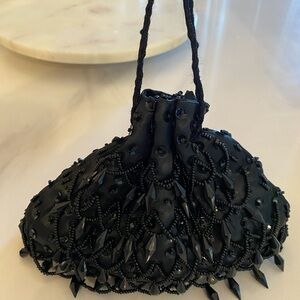 Elegant Black Beaded Evening Bag